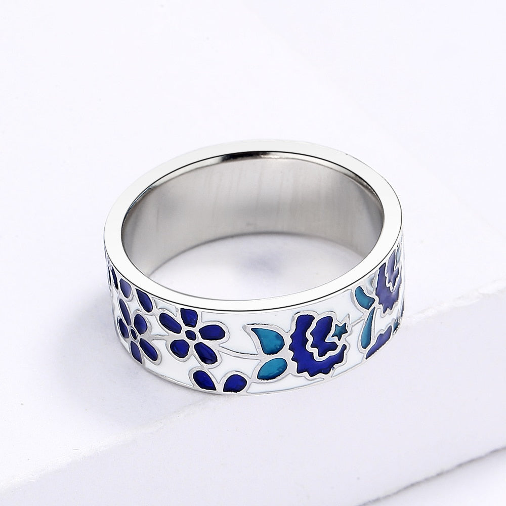 BOHO Blue Flower Ring