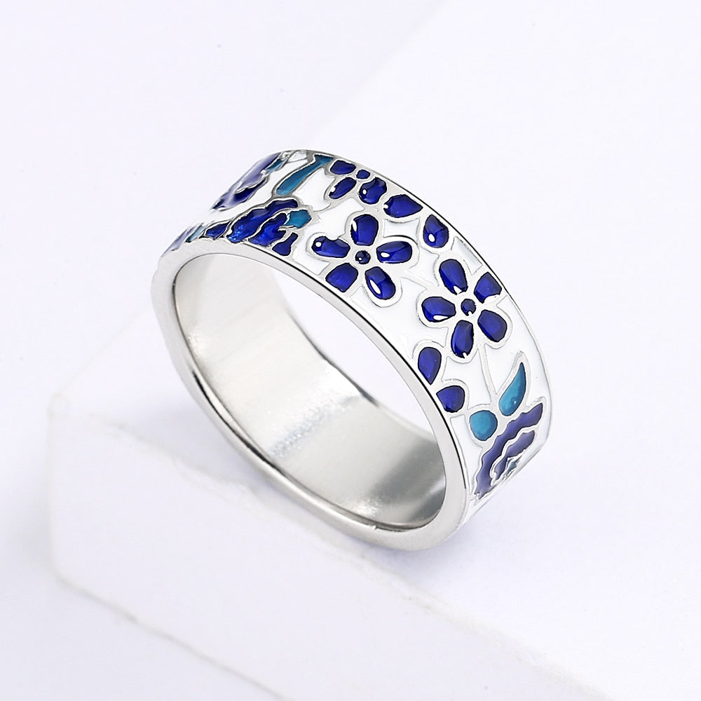 BOHO Blue Flower Ring